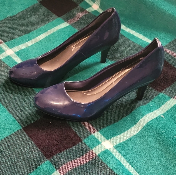 WOMENS COMFORT PLUS HEELS BLUE SIZE 8 - Picture 1 of 14